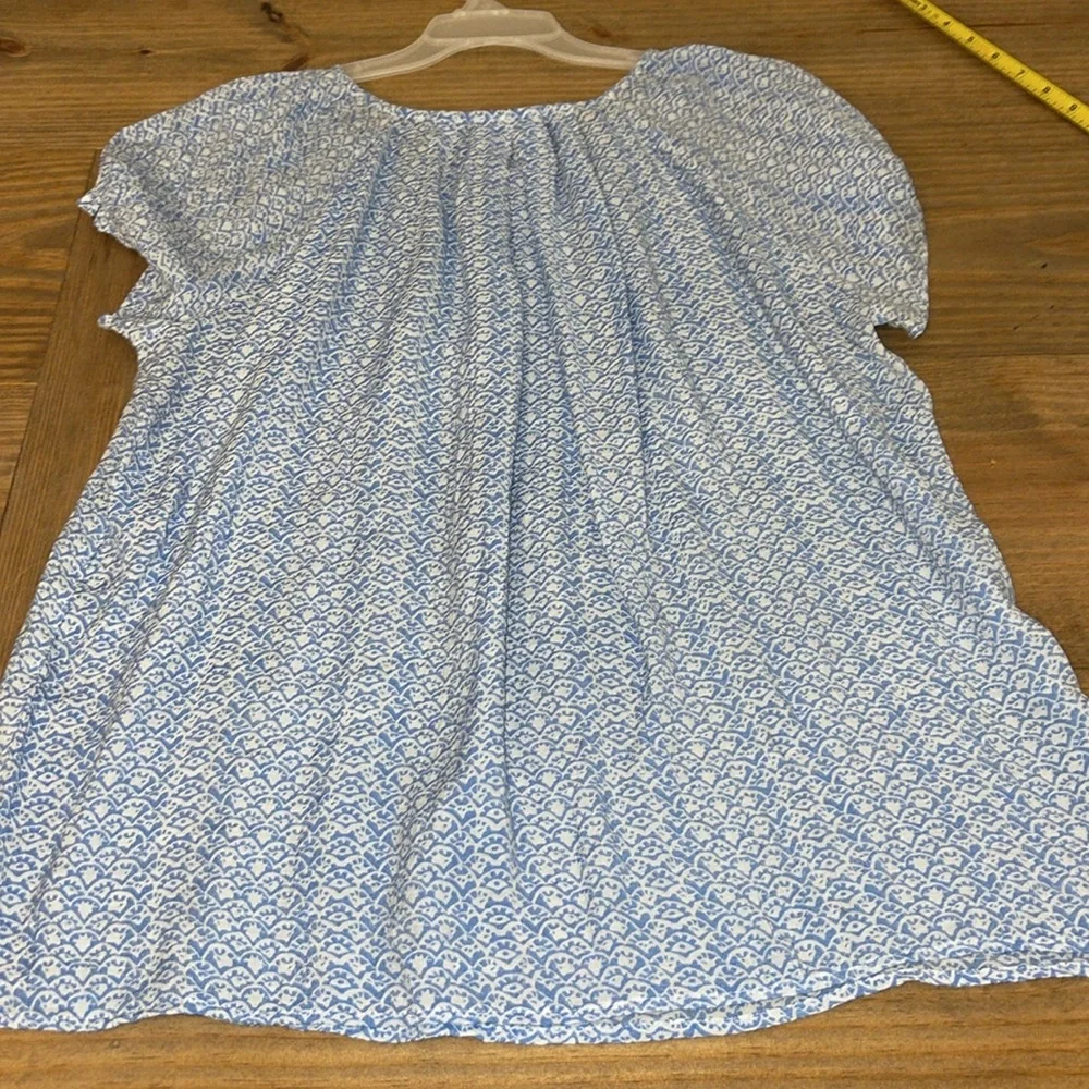 Bit & Bridle Women’s Boat Neck Short Sleeve Blue/white Top Size 1X Lightweight - Picture 10 of 10